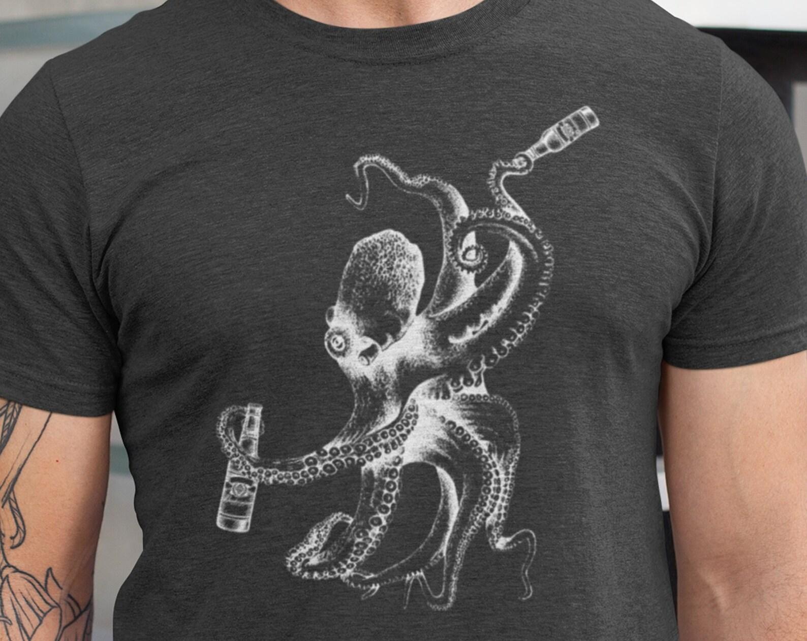 Octopus Beer T-Shirt, Beer Lover Gift Shirt, Craft Beer Shirt, Funny Octopus Graphic tee M