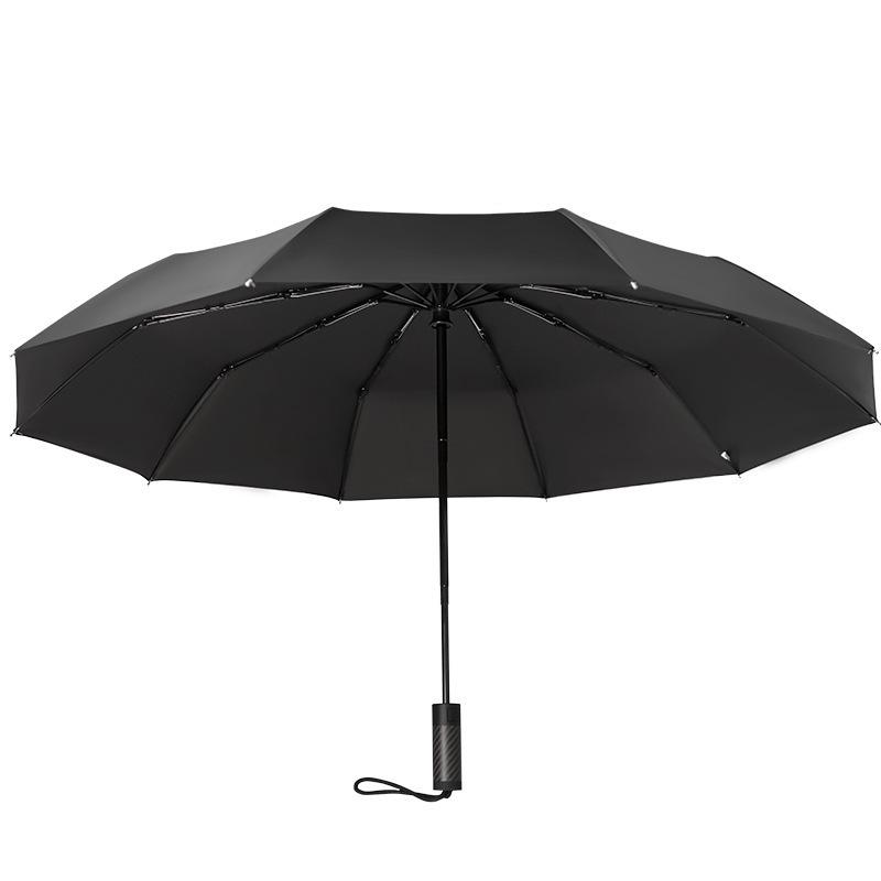 Men's Business Folding Umbrella with 10-Rib Carbon Fiber Handle, Sunscreen UV Protection, Automatic Open/Close, Rain or Shine.