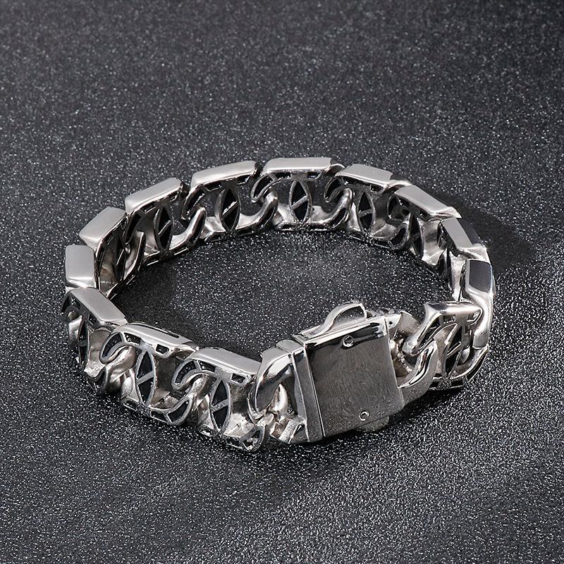 Bracciale Moda Retrò Colore Argento Creativo Personalità Stile Punk Uomo Bracciale Charm Fuso