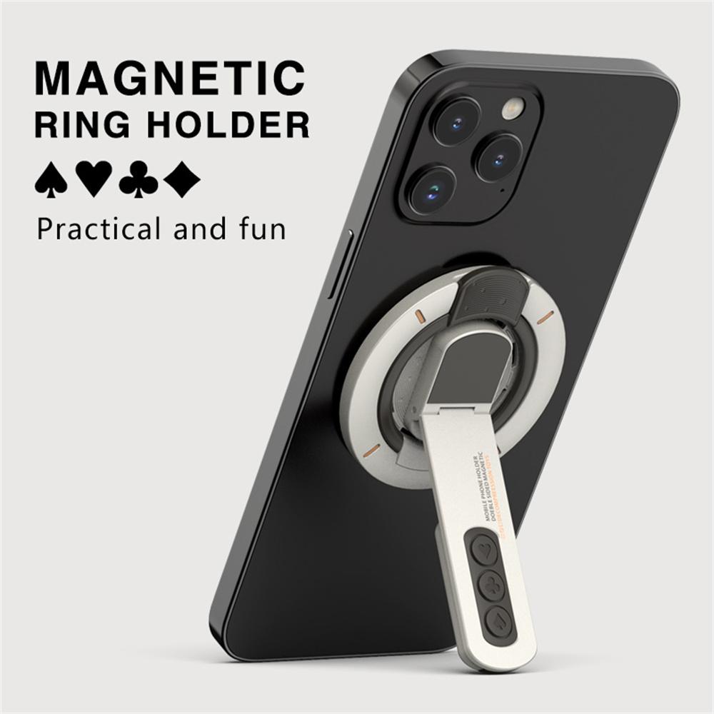 Dual Sided Magnetic Phone Kickstand 360 Degree Rotation Desktop Holder Stress Relief Zinc Alloy Phone Back Stand