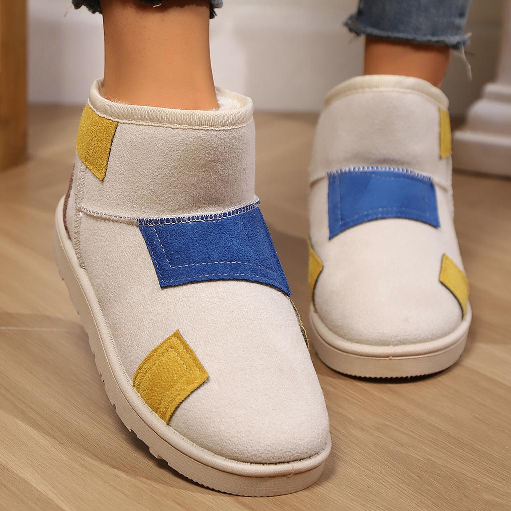 Fashion Women Winter Thickened Short Snow Boots Flat Round Toe Cotton Shoes Women Fashionable Comfortable Boots Women Zapatos De Mujer