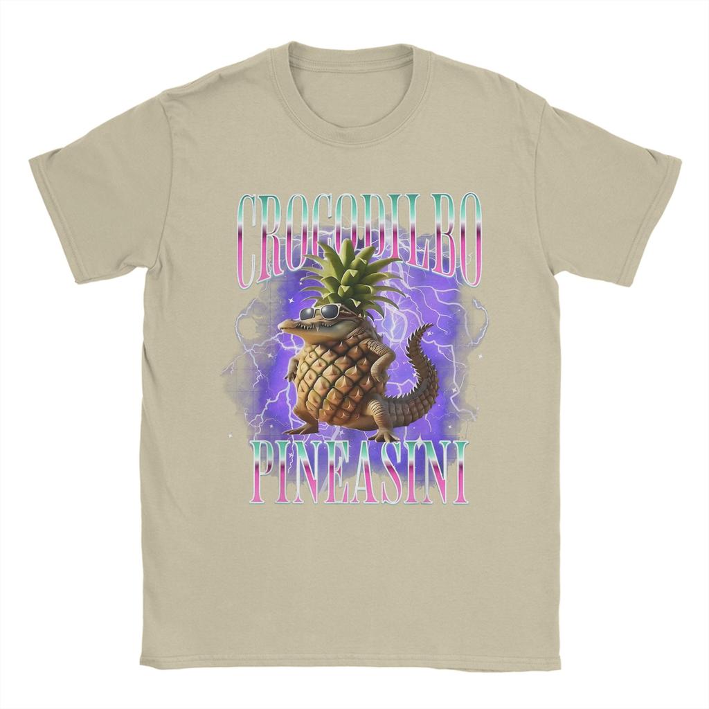 Men's Crocodilbo Pineasini Italian Brainrot Meme T Shirts Cotton Tops Funny Short Sleeve O Neck Tees Original T-Shirts