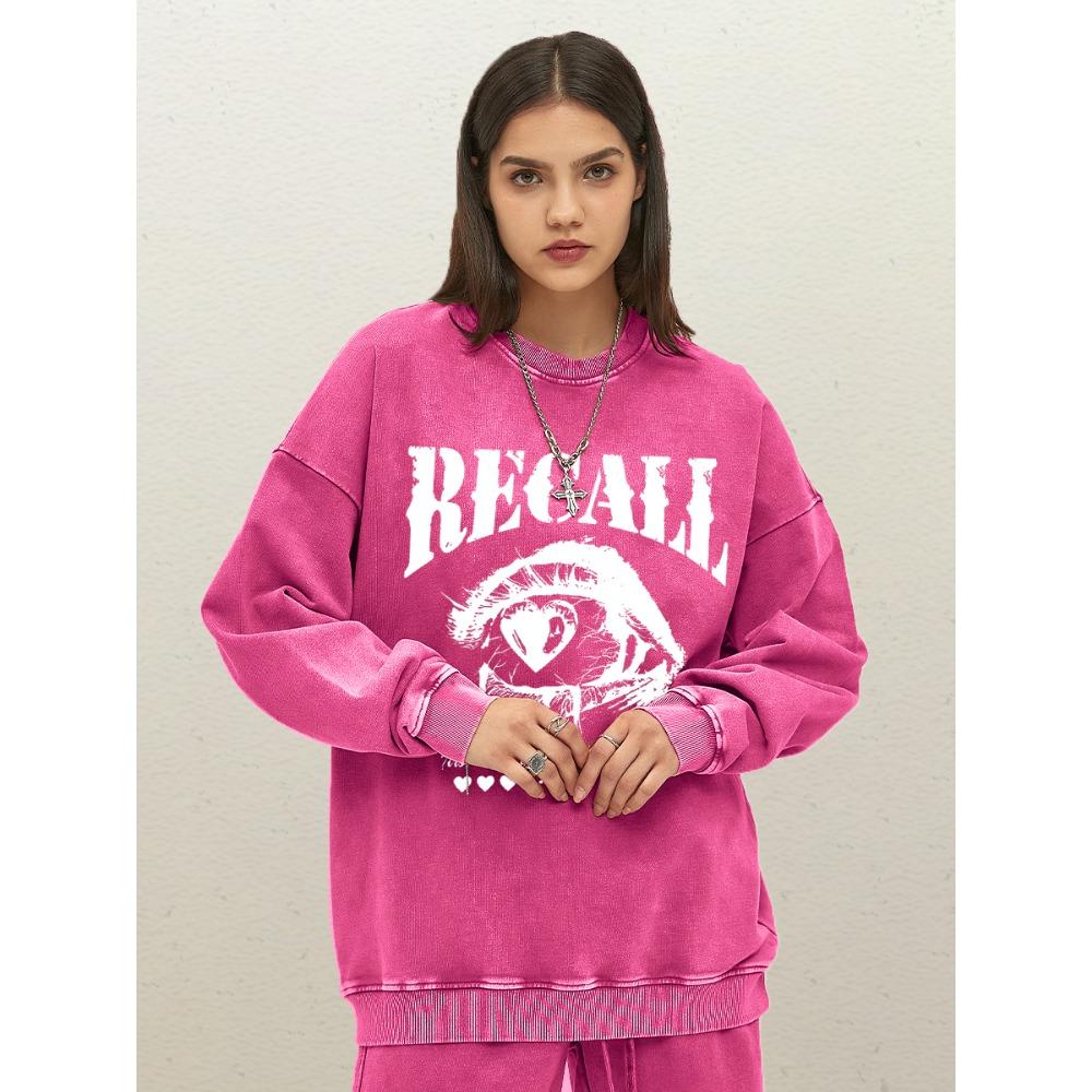 Recall Tears Streaming From Loving Eyes Prints Woman Washed Sweatshirts Cotton Loose Streetwear Womens Autumn O-Neck