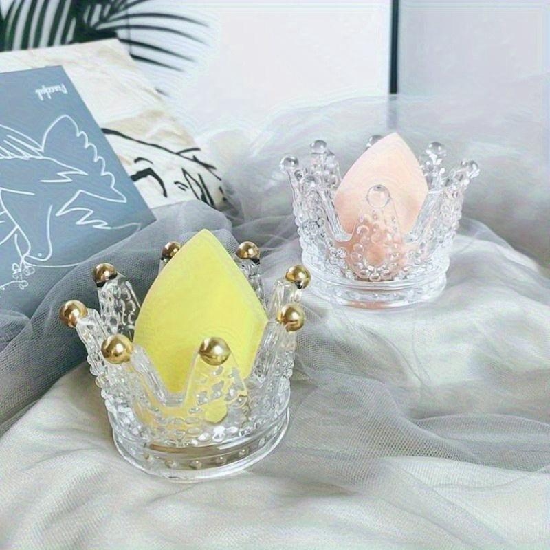 European Crystal Crown Glass Tealight Candle Holder Ring Scented Candlestick Home Decoration