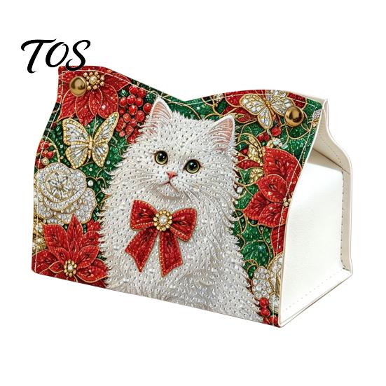 Festliche Raumdekoration DIY Weihnachten Diamantmalerei Taschentuchbox, Funkelnde Strasssteine PU-Leder Servietten Bastelsets für Jugendliche Halter, Rechteckige Aufbewahrung