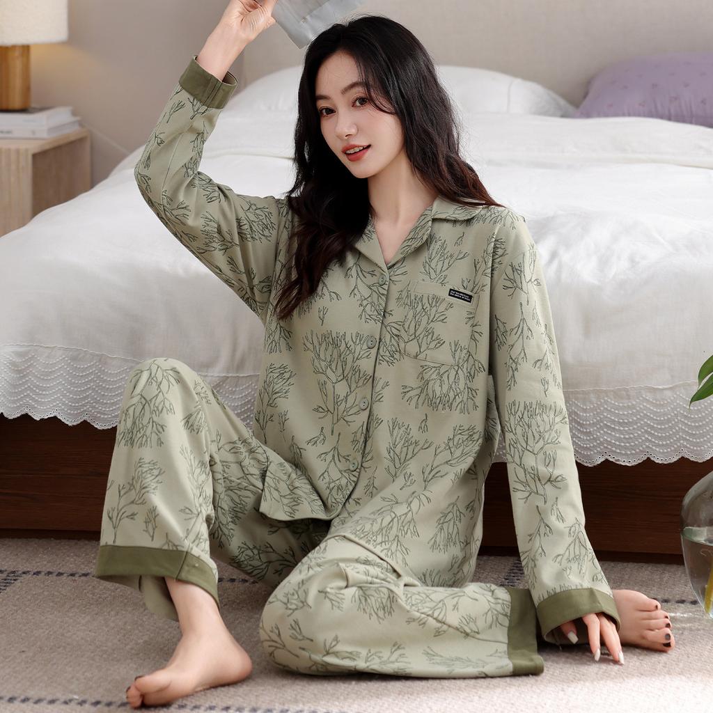 Pajamas women's spring and autumn pure cotton long-sleeved autumn 1011 new middle-aged mother autumn and winter high-end loungewear set