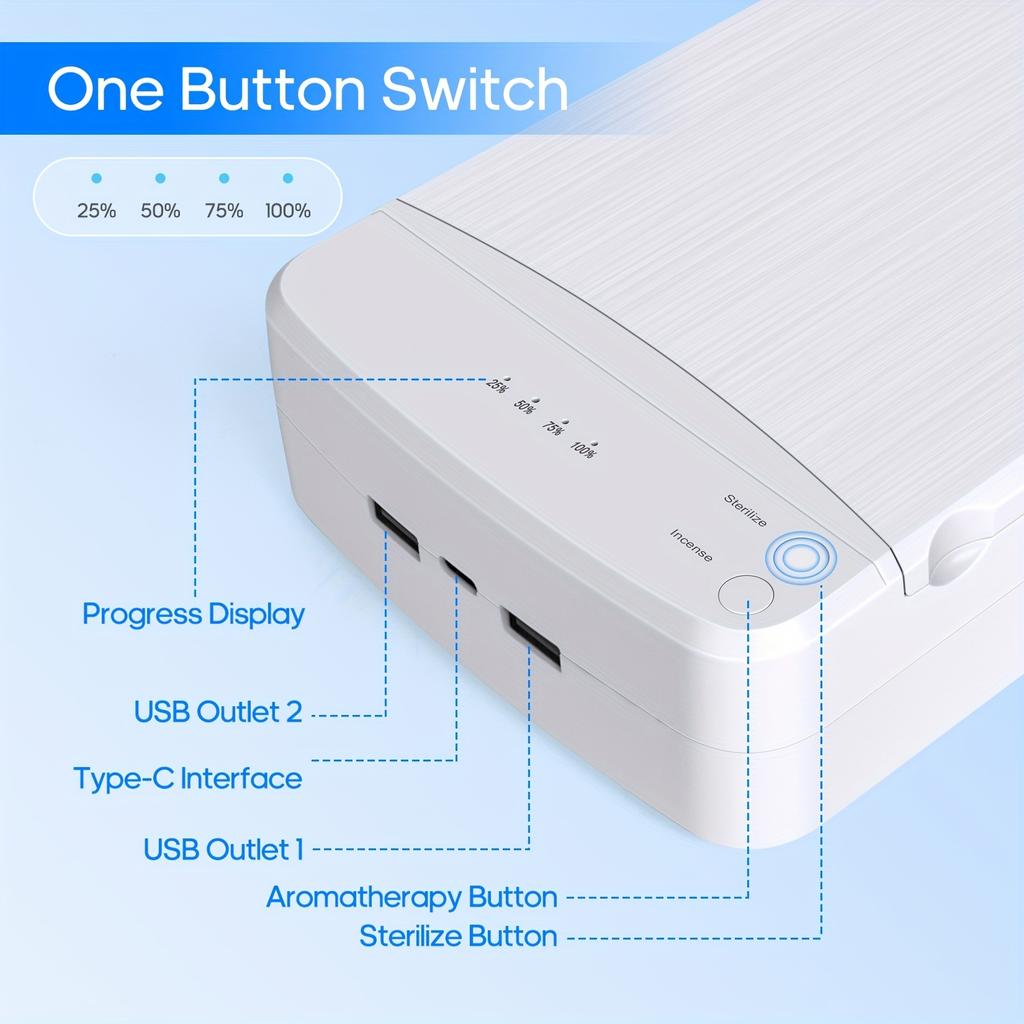 Blu-ray USB Přenosný Sterilizátor na Nehtové Nástroje - Pohodlný pro Domácí Manikúru a Nehtový Podnik - Chraňte Zdraví Svých Nehtů