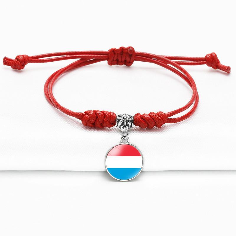 Red Bracelet Trendy With Timeless Gem European Country Flags Unisex Material Mixed