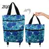 Commuter Shopping Cart for Students Foldable Bag with Wheels, Heavy-Duty Waterproof Oxford Cloth Grocery Cart, Compact Stroller City Living