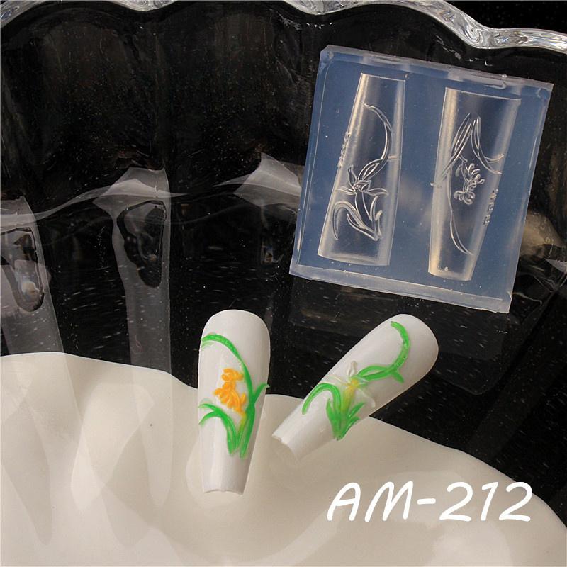 Nail Art Soft Silicone Flower Relief Mold 3D Carving Curved Template Tools Art Supplies Nail Art Charms Accessories For Salon