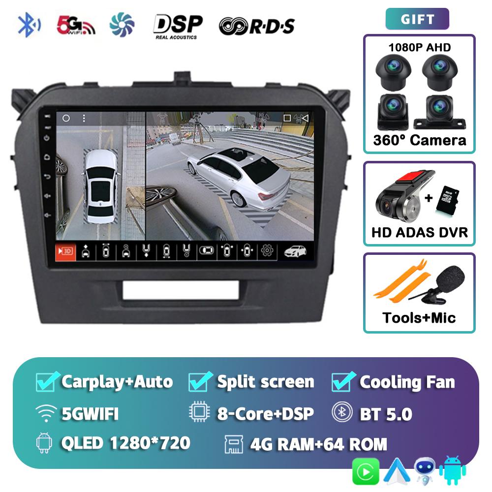 Android 14 Carplay Auto For Suzuki Vitara 2015 2016 2017 2018 2019 Car Radio Multimedia Player Stereo video Head Unit WiFi+4G BT