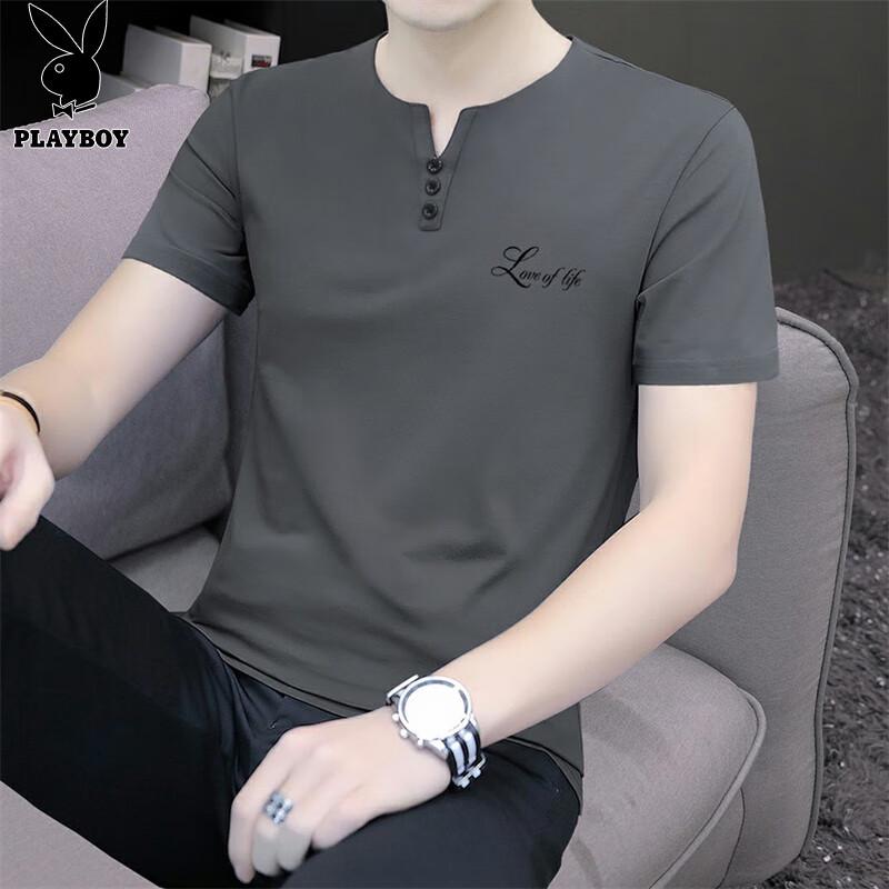 Playboy Men s Summer Ice Silk V-Neck Polo T-Shirt 3XL
