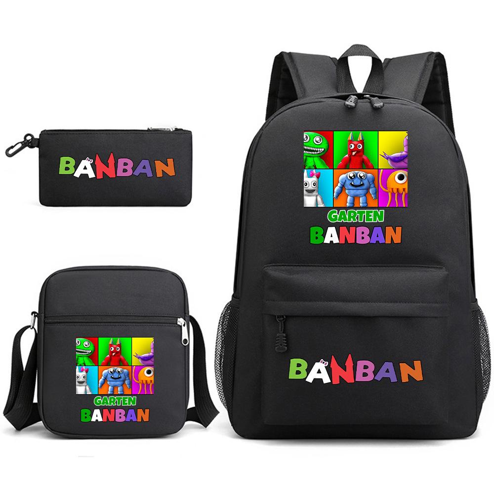 Three-piece Foreign Trade Schoolbag Casual Canvas Backpack Male and Female Students Backpack Printing