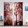 Cherry Blossom Flowers Pink Floral Tulle Curtains for Living Room Bedroom Decoration Modern Chiffon Sheer Voile Kitchen Curtain