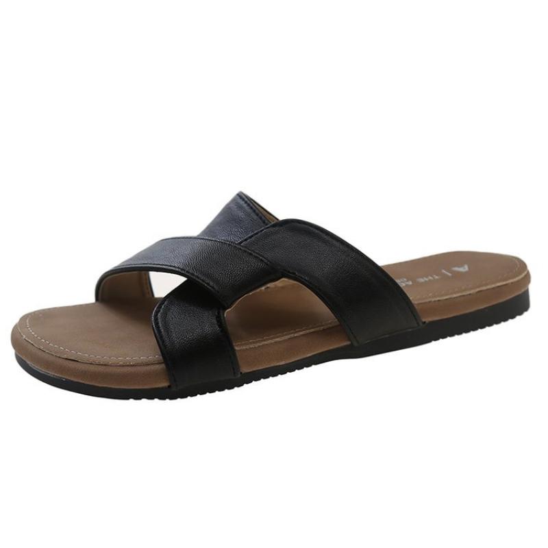Cross-strap Women's Summer Outdoor French Retro-style Casual Flat Beach Non-slip Slippers