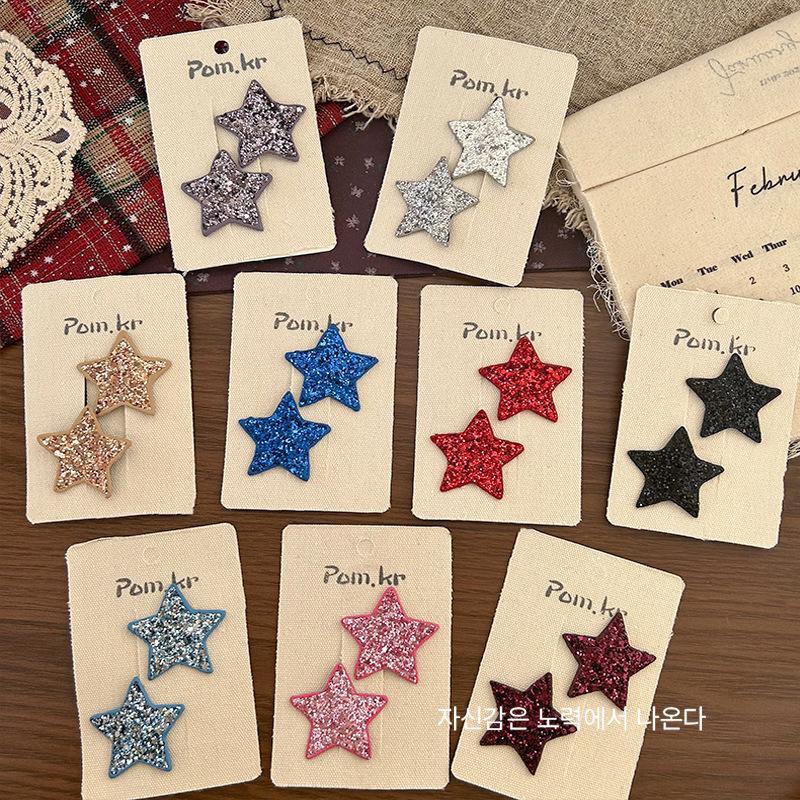 Neuer Süßer und Niedlicher Kinderstil Feiner Glitzernder Fünfzackiger Stern Herz Mode Haarspange Paillettenstern Gebrochene Haarspange Mädchen Haaraccessoire