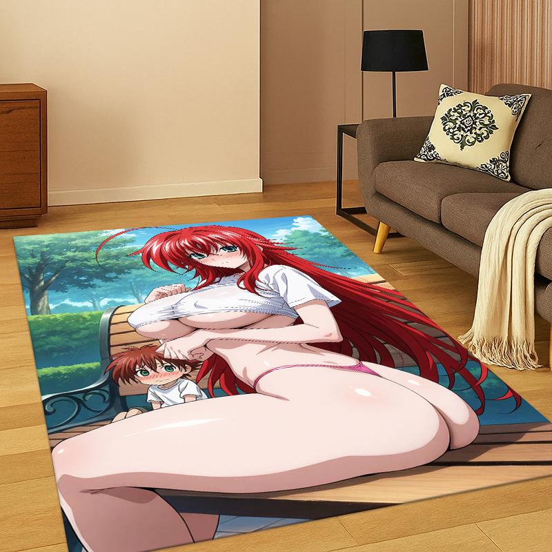 Anime High School DxD Sexy Girl Cartoon Carpet Rug for Bedroom Living Room Sofa Doormat Home Decor,Kid Game Area Rug Non-slip