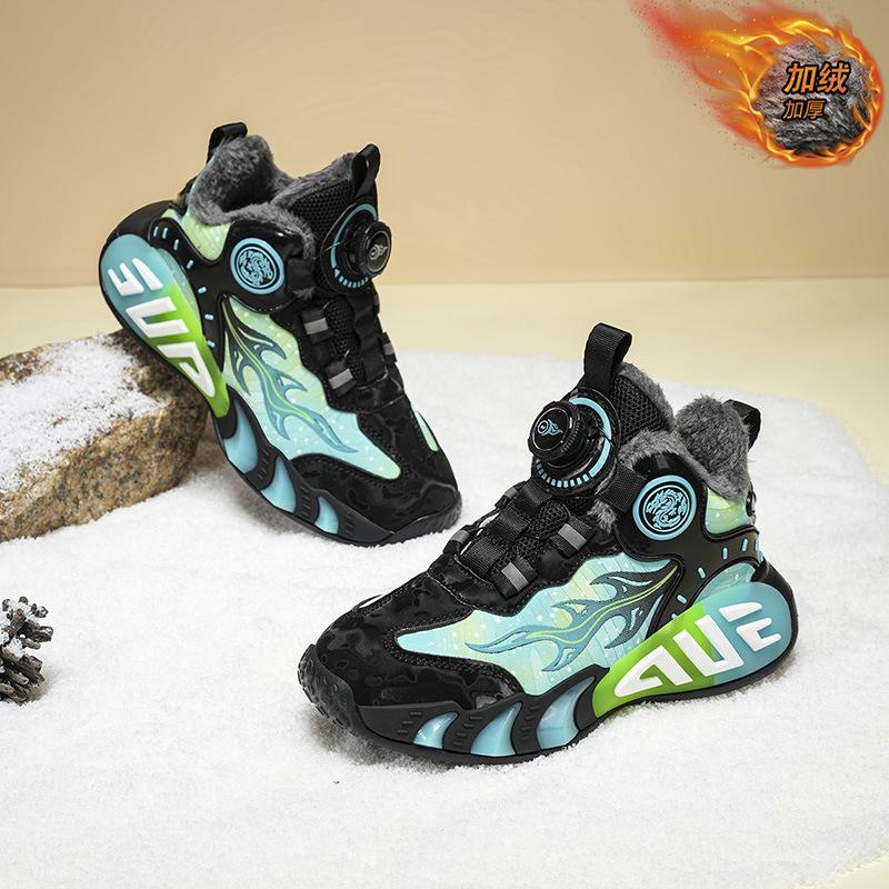 2025 autumn new classmates children's sports shoes lightweight soft sole rotating button boys and girls basketball shoes running shoes