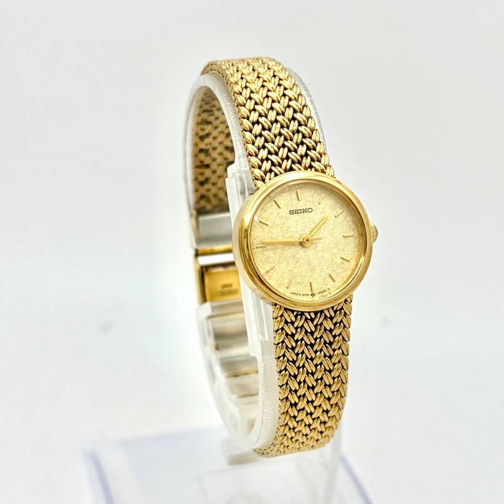 SEIKO 740414 [Excellent Condition/ New Battery] Ladies' Watch, Gold, 2P21-0B70