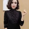 2025 winter new models on the new age-reducing versatile fashion velvet warm long-sleeved women's tops