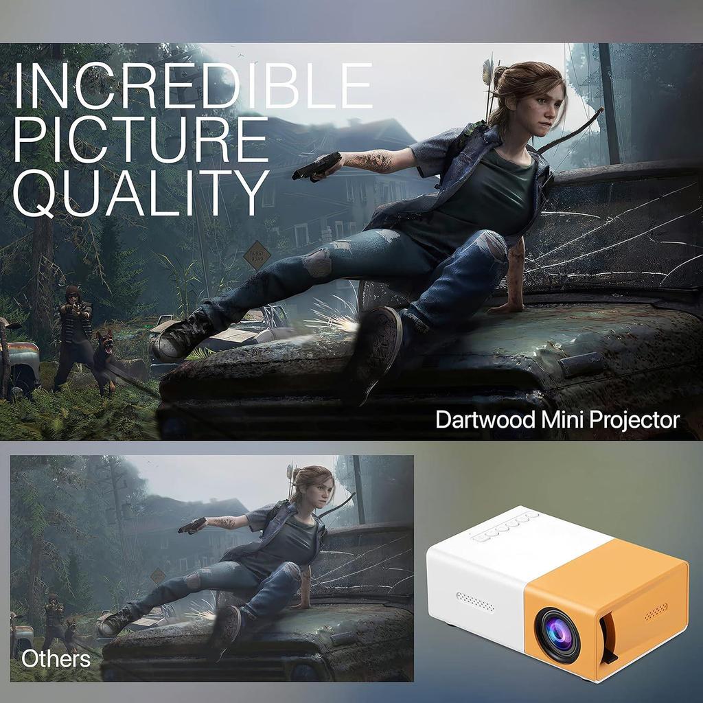 Yellow-White YG300 HD Mini LED Projector for Dormitory and Home