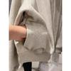 Women's German Velvet Ribbed Silver Fox Fleece Stand Collar Half-zip Fleece-lined Loose Pullover Sweatshirt Jacket