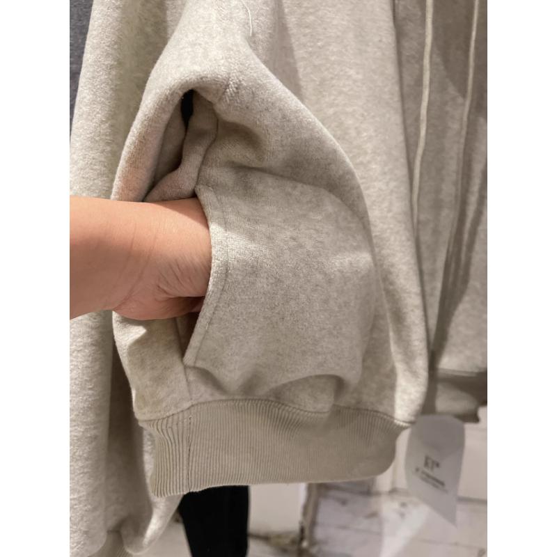 Women's German Velvet Ribbed Silver Fox Fleece Stand Collar Half-zip Fleece-lined Loose Pullover Sweatshirt Jacket