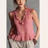 2026New Spring and Summer Sleeveless Ruffle Hem Women's Blouse