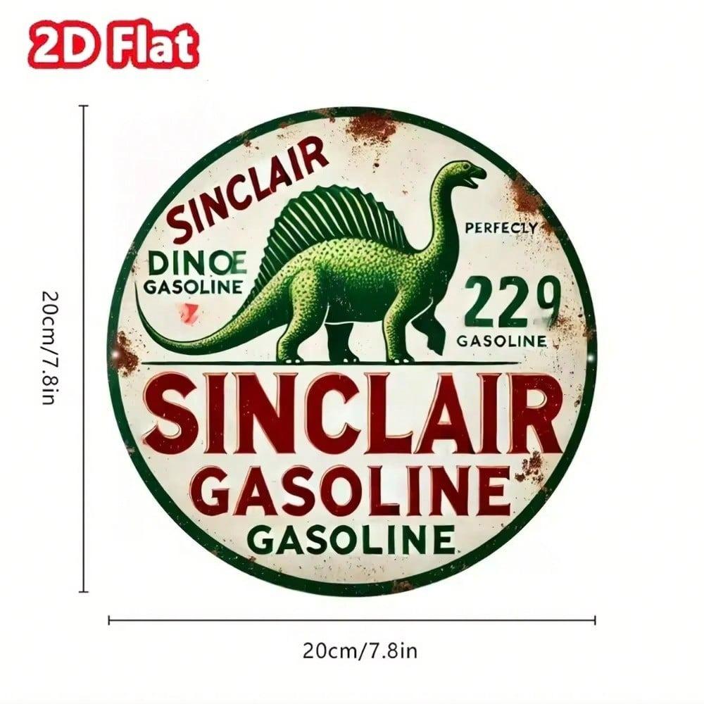 Vintage Dino Aluminum Garage Sign, Retro Gas Oil Decor Collectible for Car Lover