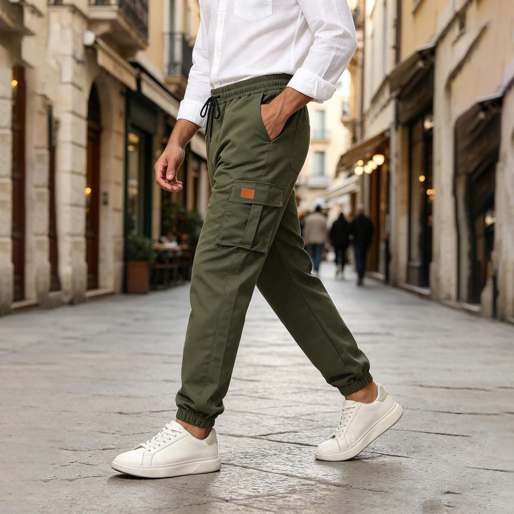 Men's Multi-Pocket Casual Cargo Pants with Tapered Leg for Everyday Wear