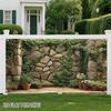 2D Rustic Boulder Stone Wall Terracotta Pot Plant Patio Privacy Screen
