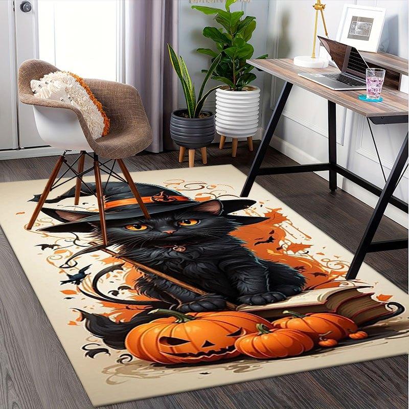 "Halloween Witch Cat Decorations - Spooky Black Cat with Hat"Office Mat Home Decor Office Desk Chair Carpet for office ph122