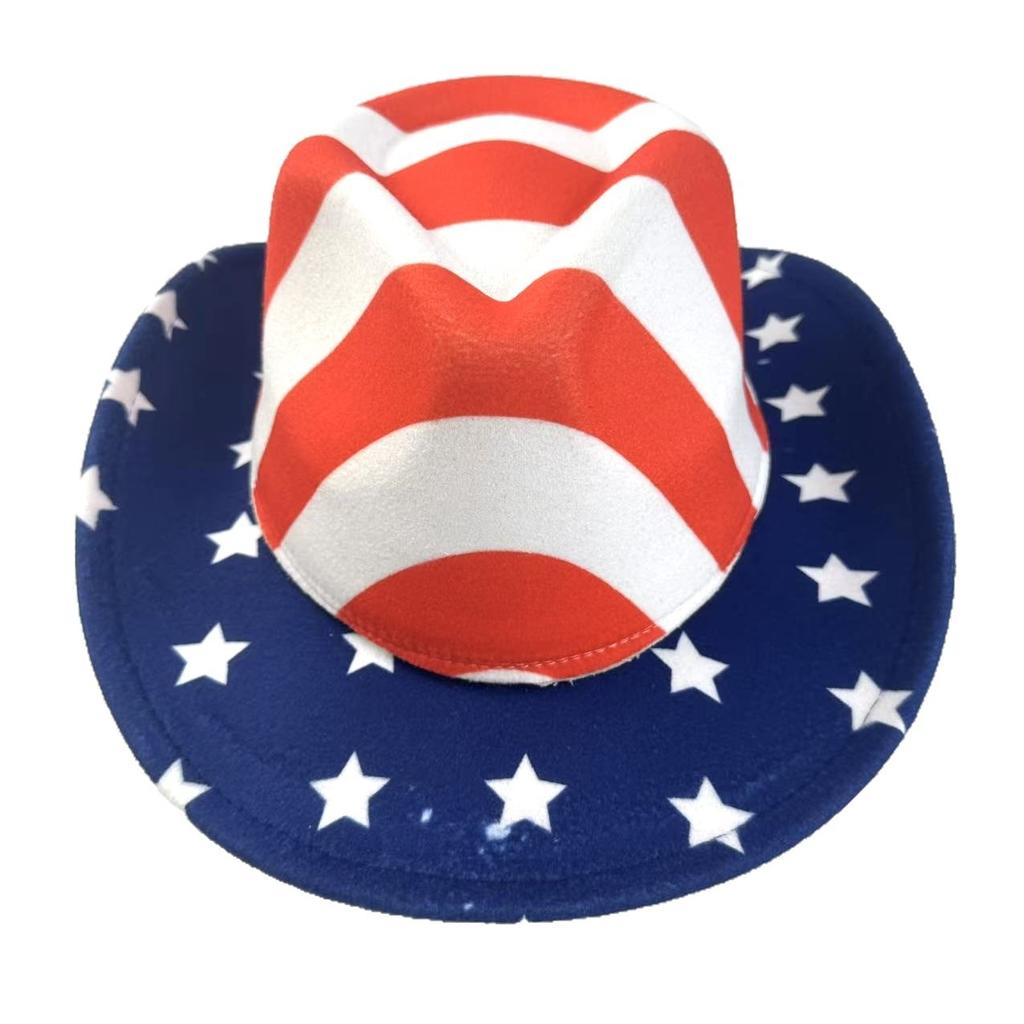 American Independence Day Flag Pattern Western Cowboy Hat Sunshade Panama Hat