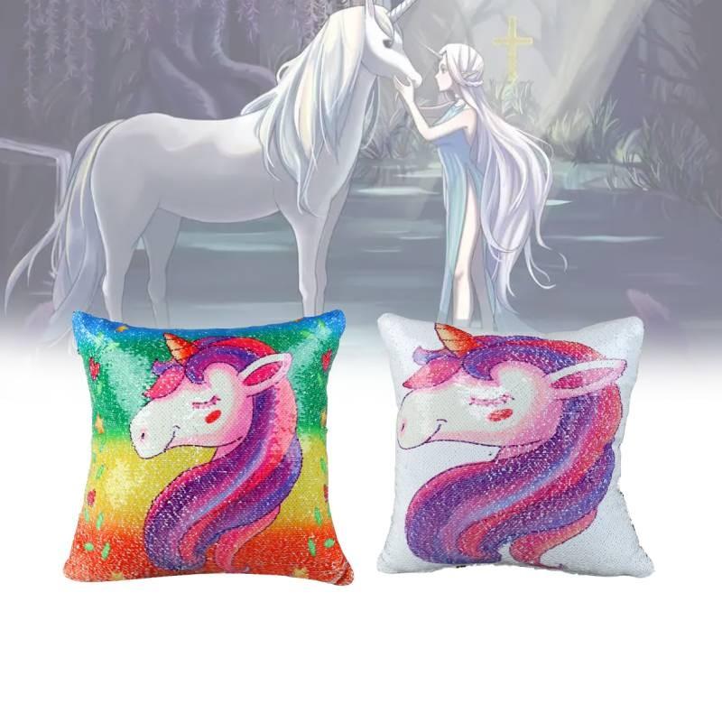 Pillow Unicorn Sequin Cases Cute Cartoon Sofa Cushions Car Decorations Party