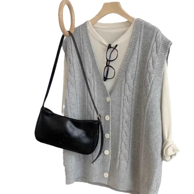Early Spring Women's Knitted Vest Sleeveless Design Feel External Sweater Tank Top