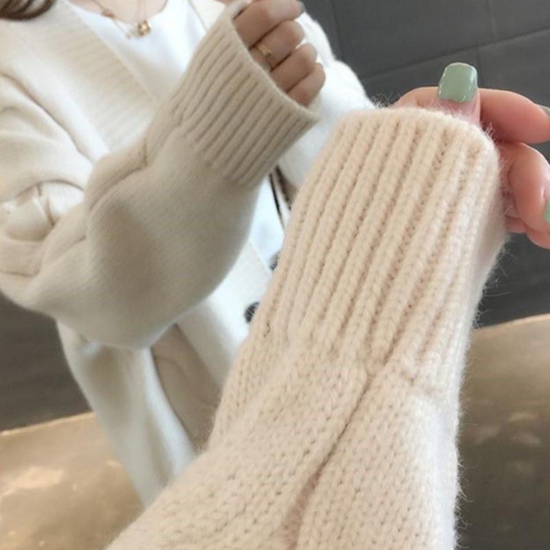 Sweater Cardigan Women's Spring and Autumn Loose Knitted Sweater Mid-length Casual Coat