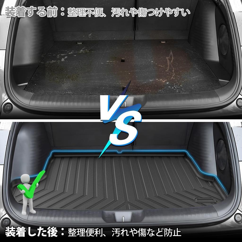 Jiooy Set for Honda New Includes Floor Second Floor and Luggage 3D Car Mats for and TPE Waterproof and Luggage Easy Design 4-Piece ZR-V (ZRV RZ5),