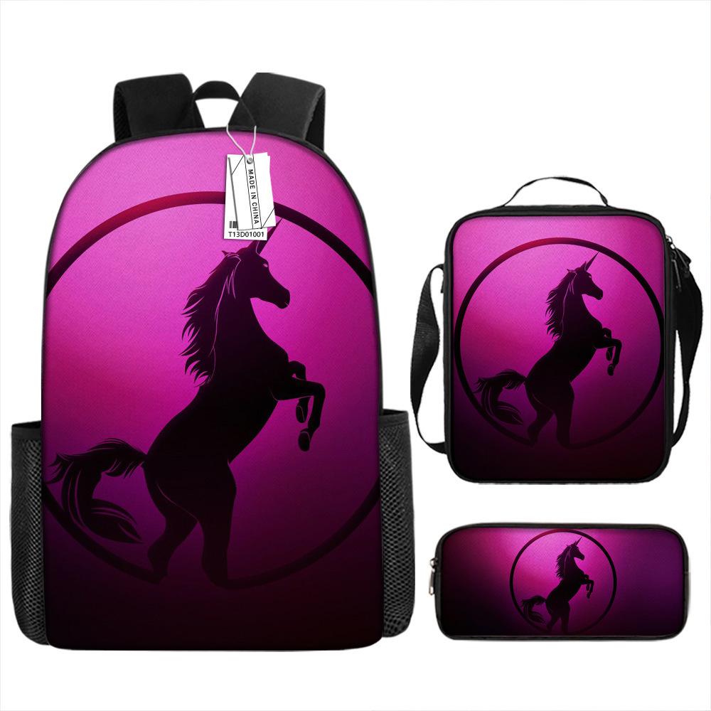 

Новая школьная сумка для девочки, начальная школа, мультяшный школьный рюкзак, ранец, сумка с единорогом 17 дюймов pencil case