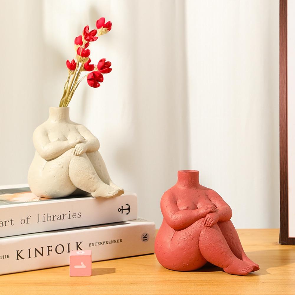 Creative Female Body Ceramic Vase Abstract Art Figure Sculpture Ornament Art Irregular Girl Ceramic Flower Vase Home Decoration
