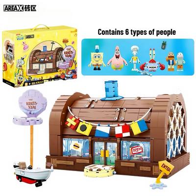 Areax Spongebob Squarepants Crab Burger King Restaurant Animation Game Construction Blocks Children'S Birthday Present Anime Ornament