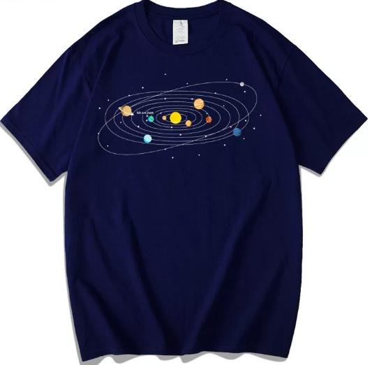 Solar System Starry Sky Printed Cotton ShortSleeve for Women and WoWomen  Summer Universe Interstellar Space Planets