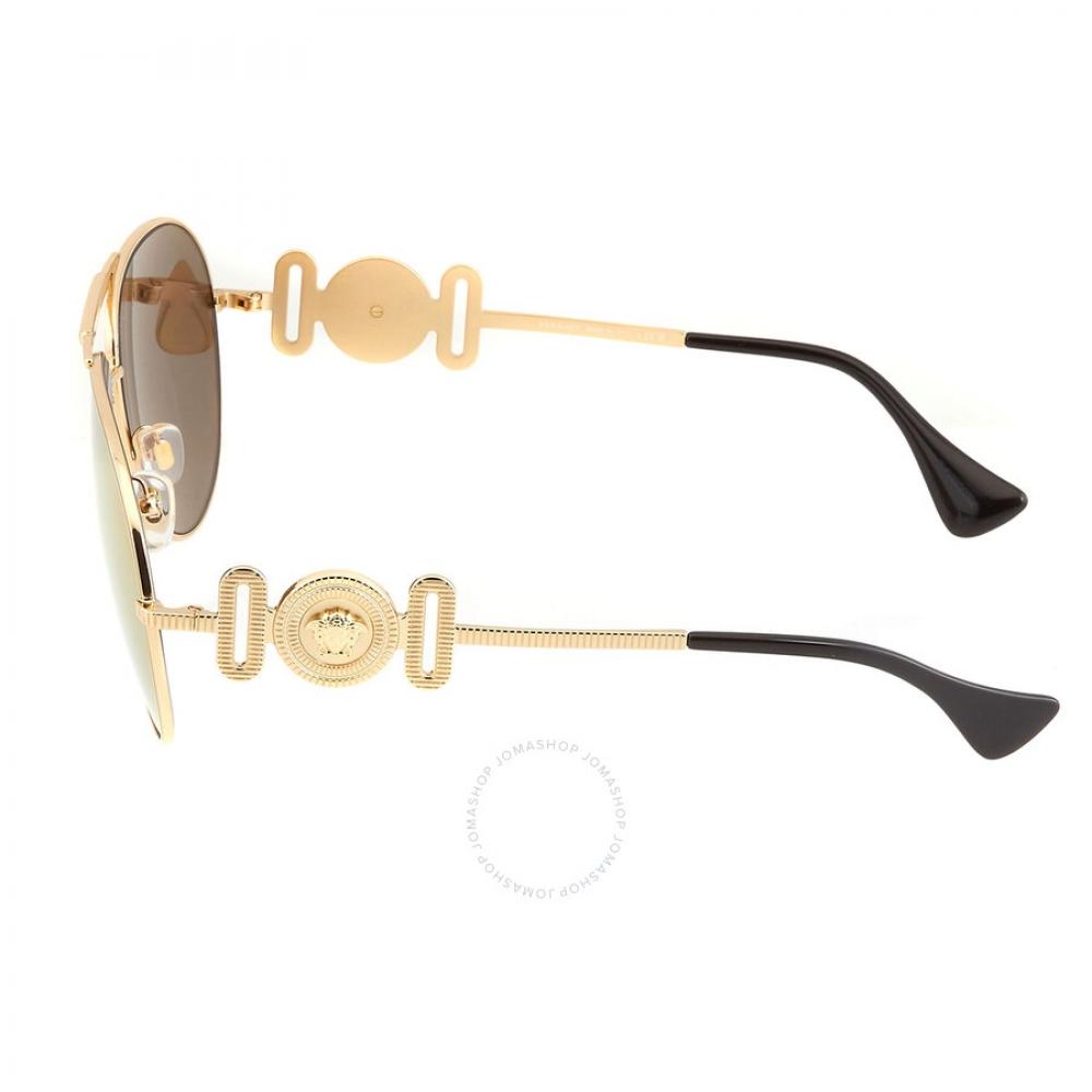 Versace Brown Mirrored Gold Pilot Unisex Sunglasses Ve2249 10027p 65