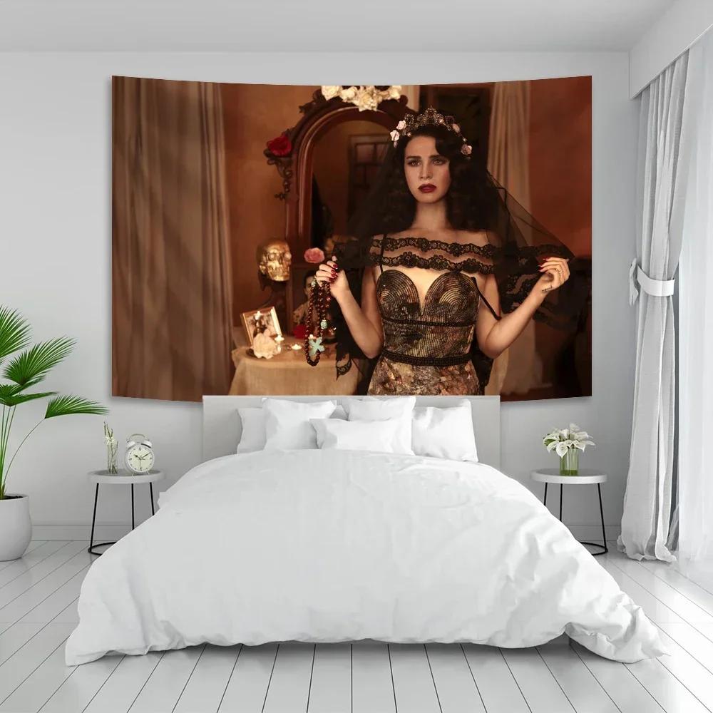 VIKAMA Banner Tappezzeria in Poliestere Lana Del Rey Decorazione Murale Pop Star Americana per Esterno Interno da Appendere per Casa Stanza del Dormitorio