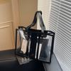 Set Borsa a Spalla Trasparente Estiva Calda 2026 Per Donna 2-IN-1 PVC Strisciato Borsa da Shopping Grande Capacità Borsa da Viaggio da Spiaggia