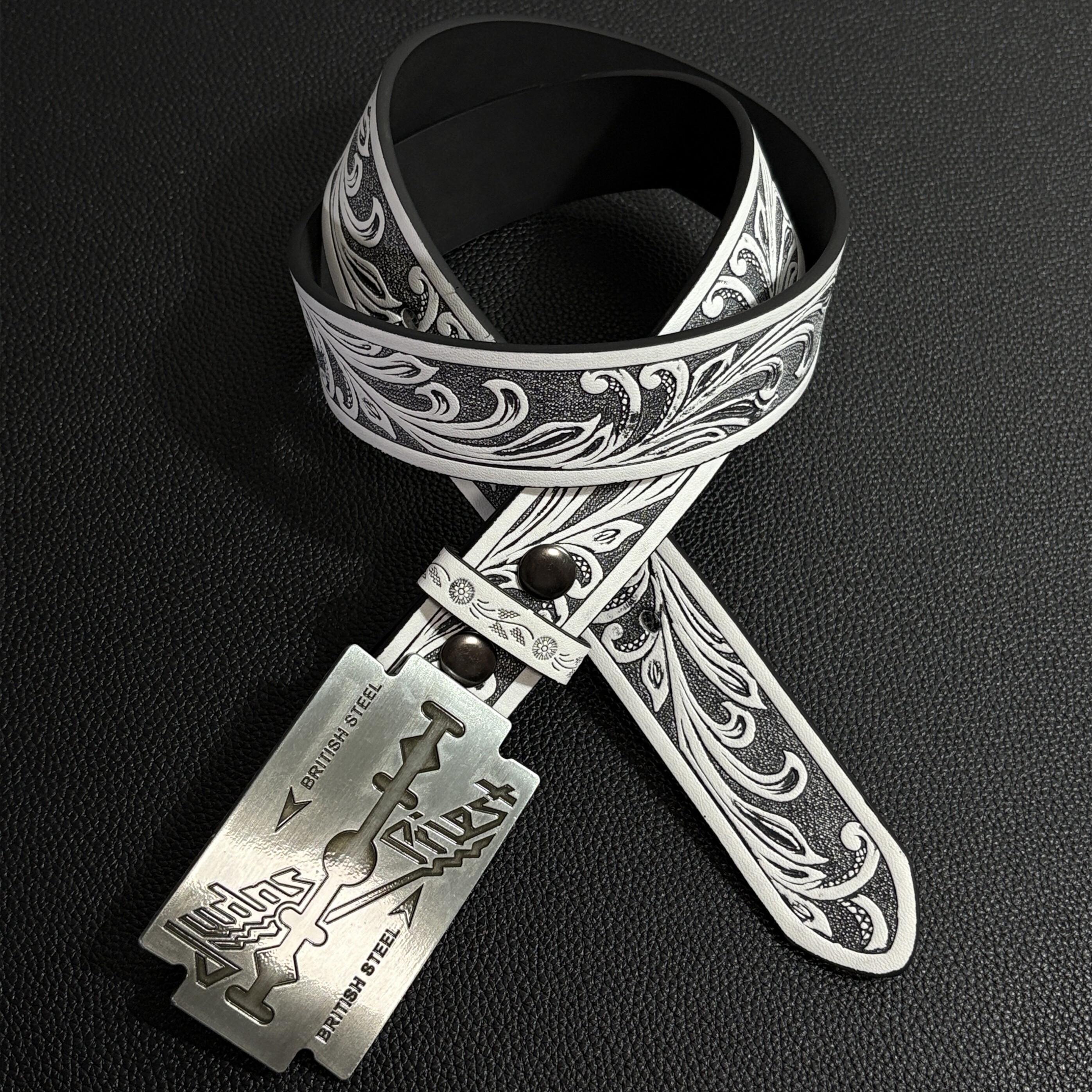 

Vintage Punk Leather White Waist Belt Man Woman Harajuku Gothic Y2K Hip Hop Pu Leather Belt 110cm білий