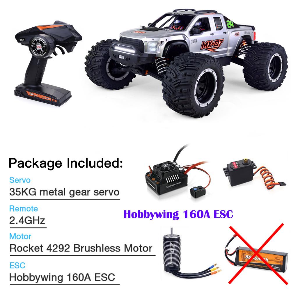 

1/7 ZD Racing MX-07 4WD RC Автомобіль Безколекторний 150A 160A 8S 80км/год Високошвидкісний Монстр-трак Позашляховик Hobbywing MAX6 автомобіль з дистанційним керуванням