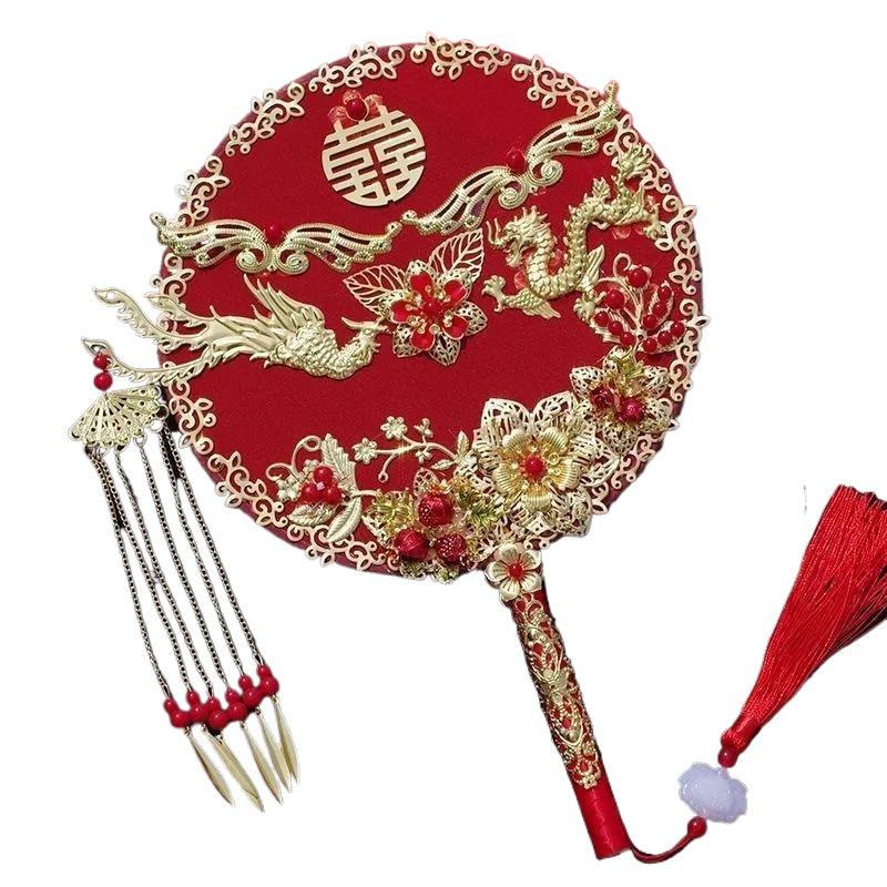 Handmade Chinese Xiuhe Style Wedding Bouquet Fan