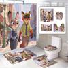 Disney Zootopia Movie Bathroom Accessories Set, 4 Pieces Waterproof Polyester Shower Curtain with Rings, Trendy Decor