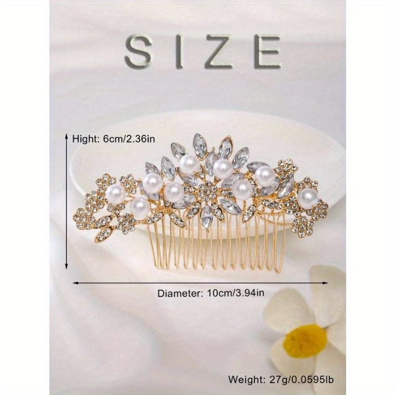 1pc Plum Flower Design Rhinestone Alloy Hair Comb for Women, Party, Wedding, Photography