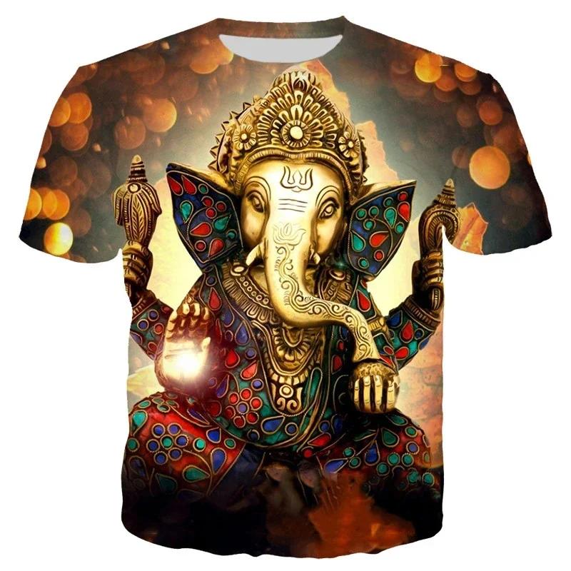 Hindu God Men's T-shirt, Religious Belief 3D Printed Aslan Vishnu Devotee Cosplay T-shirt, Hip-hop Outdoor Sports Top
